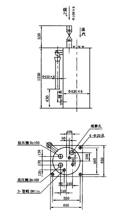 煤氣排水器JD-2PS-36、12型煤氣管道雙管高低壓冷凝水排水器（水封高度36000 12000mm）